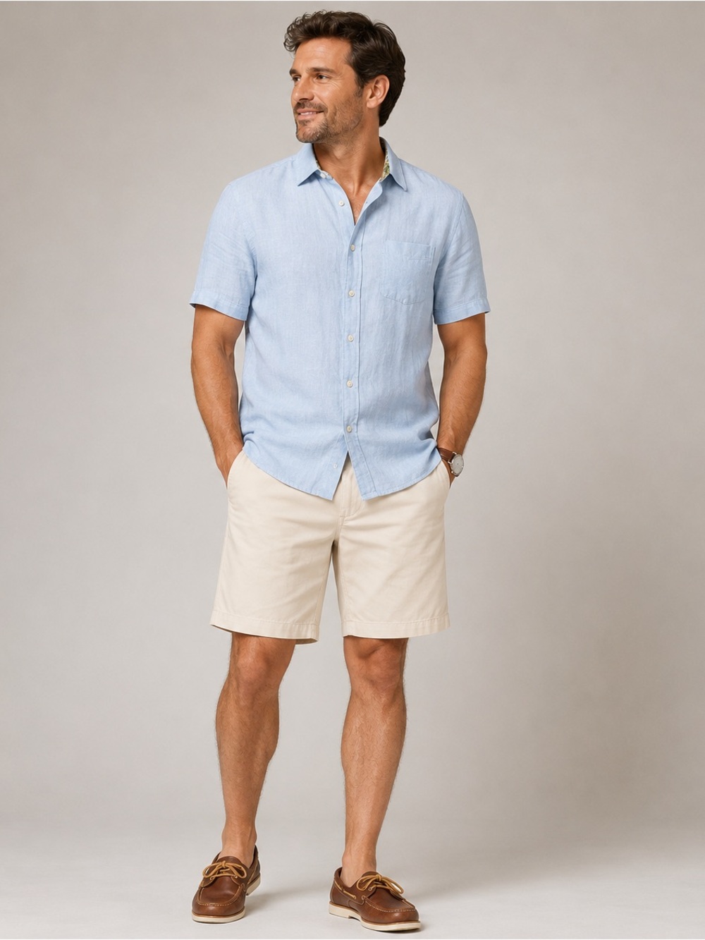 Tommy Bahama Silk Cotton Chino Shorts Men’s 32 Ivory Flat Front Luxury Casual